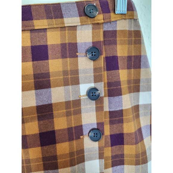 SO Juniors 5 Skirt Brown Plaid Button Front Mini Elastic Waist Fall Academia - Picture 2 of 9